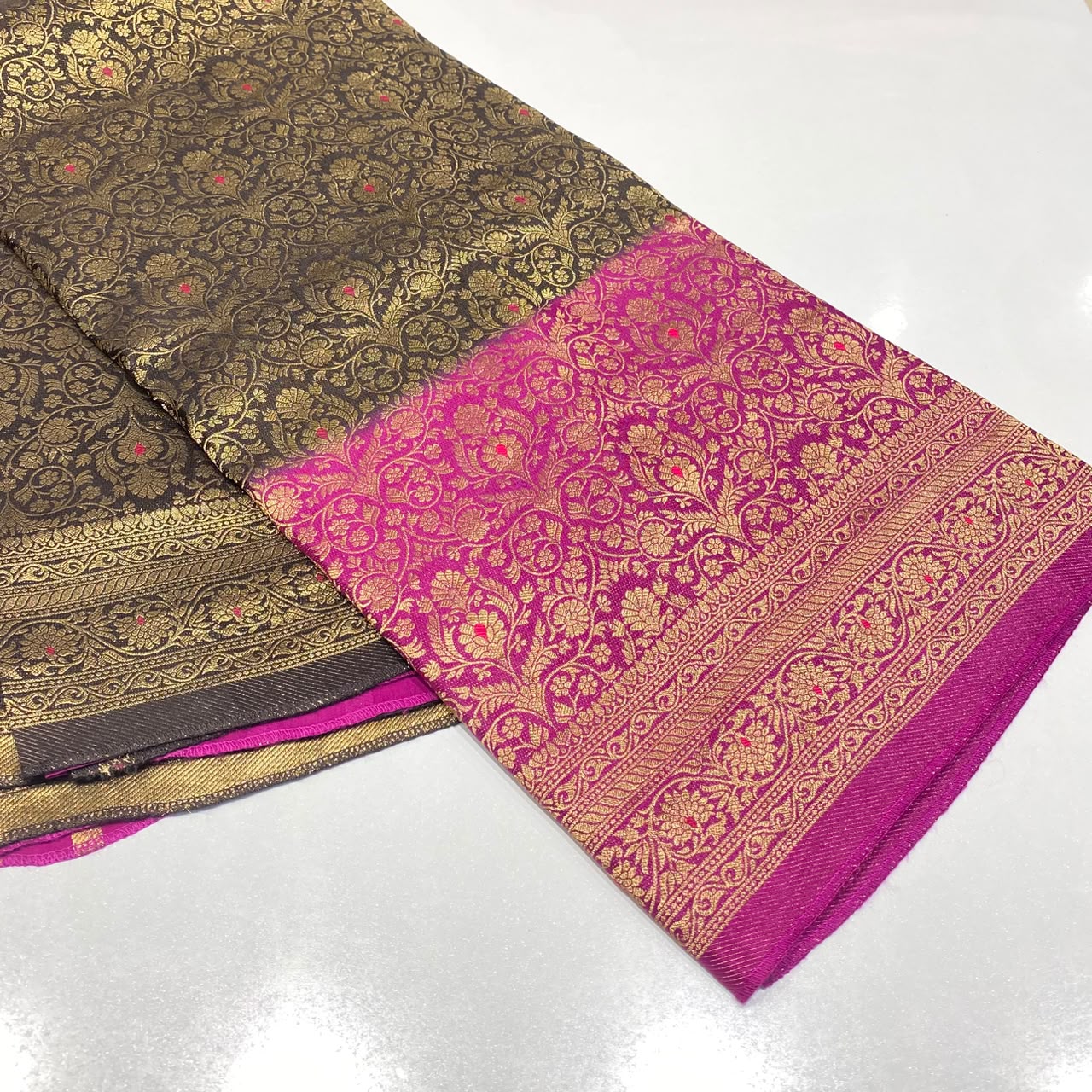 Brocade Mysore Crepe Saree