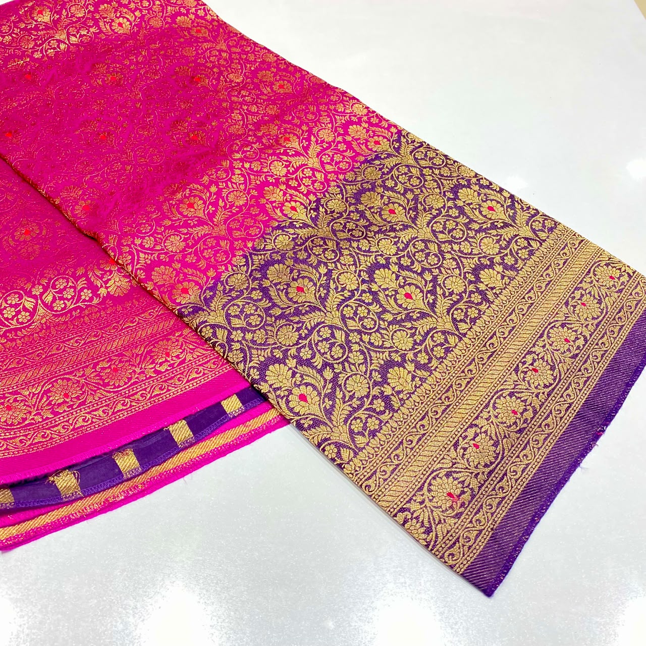 Brocade Mysore Crepe Saree
