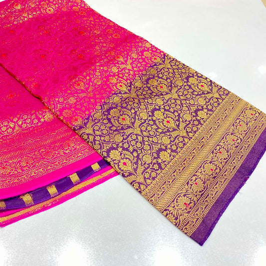 Brocade Mysore Crepe Saree