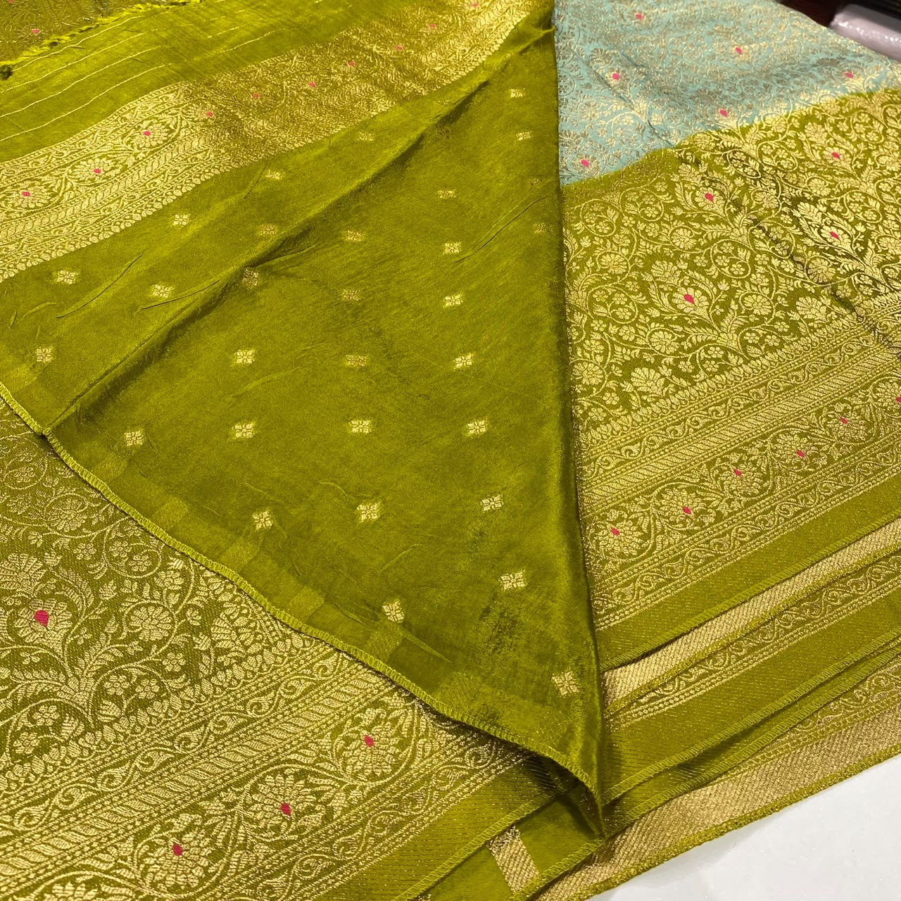 Brocade Mysore Crepe Saree