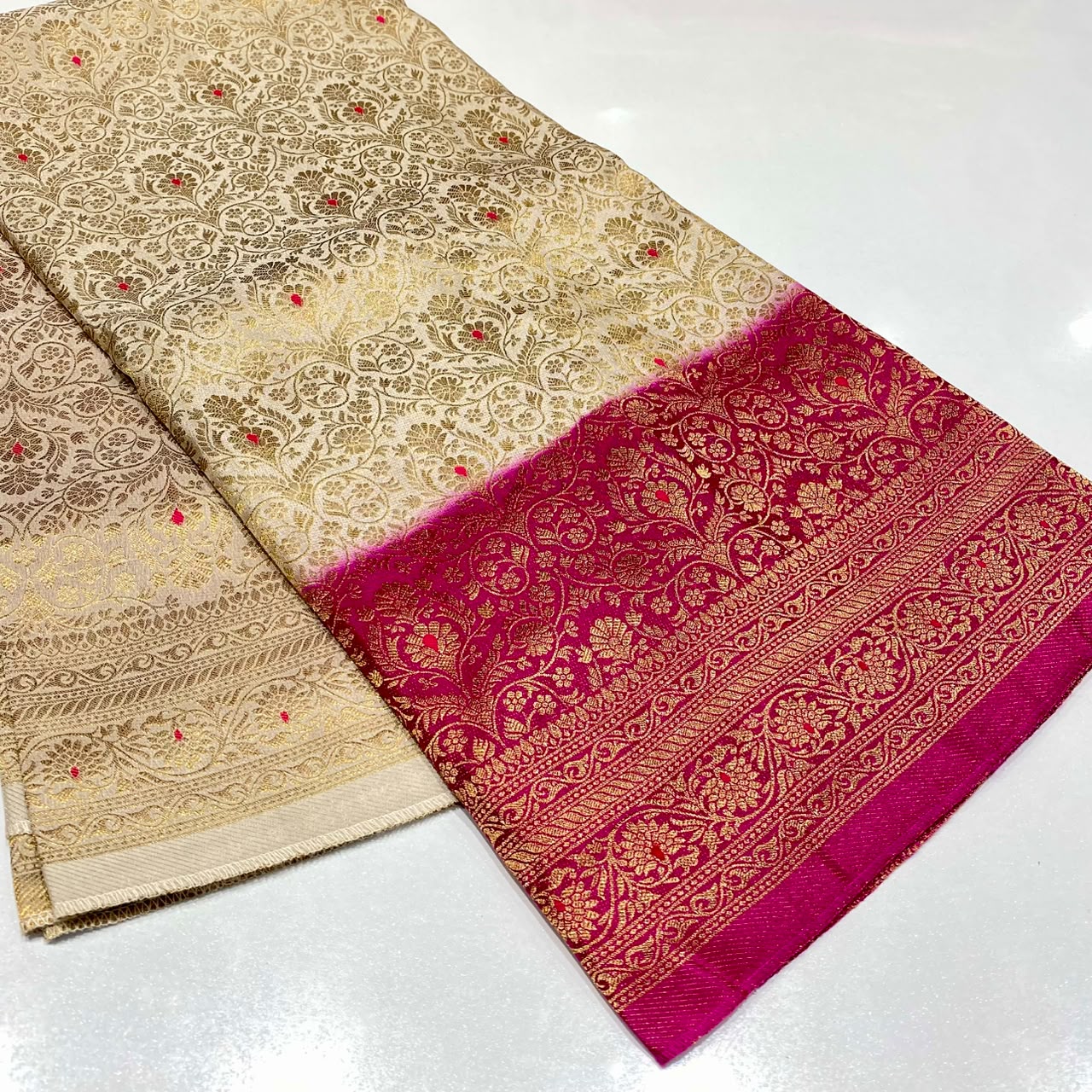 Brocade Mysore Crepe Saree