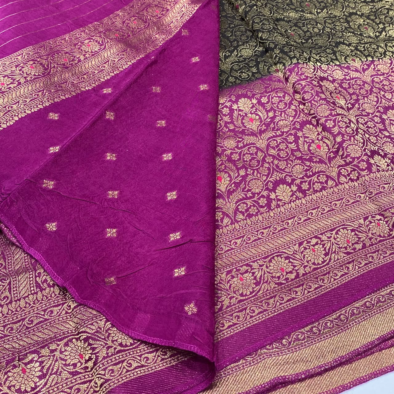 Brocade Mysore Crepe Saree