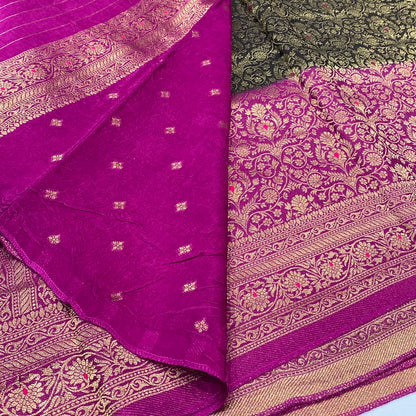 Brocade Mysore Crepe Saree