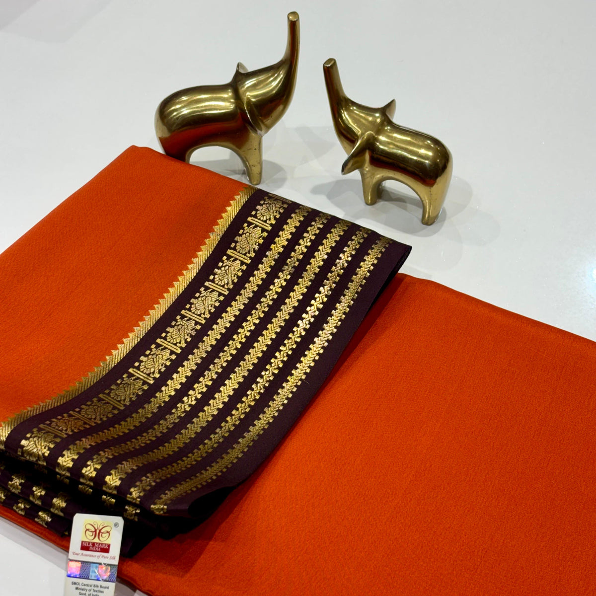 Pure Mysore Crepe Silk Saree | 100 Grams | Peacock Butta Border