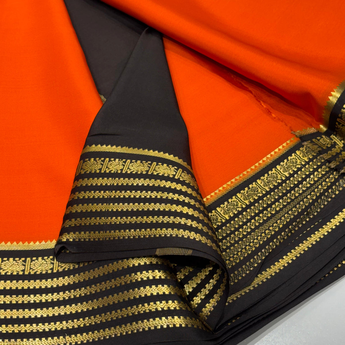 Pure Mysore Crepe Silk Saree | 100 Grams | Peacock Butta Border