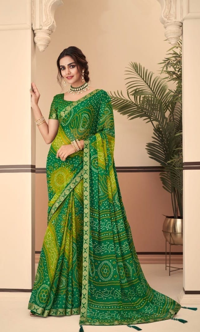 Elegant Chiffon Saree W Tassels