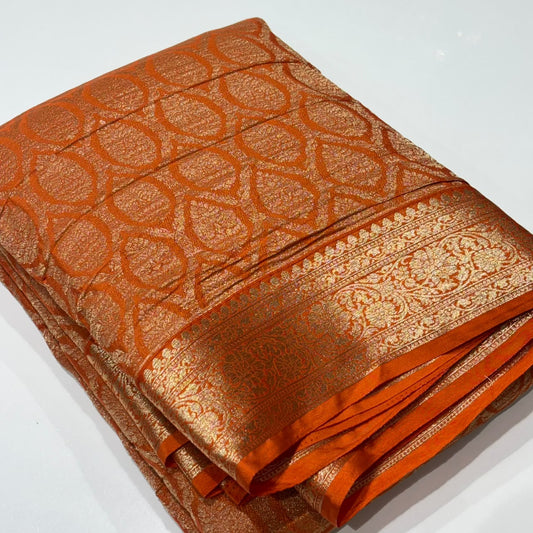 Brocade Wrinkle Chiffon Saree