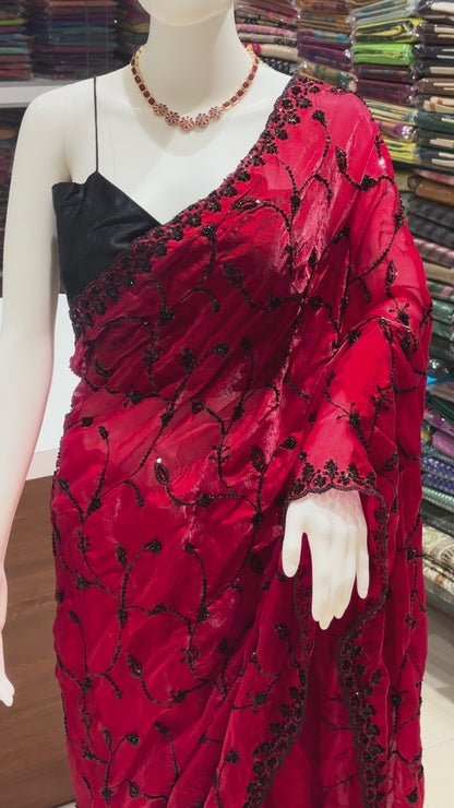 PartyWear Satin Designer Saree