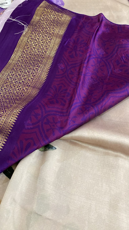 Premium Printed Crepe Saree | Peacock Design
